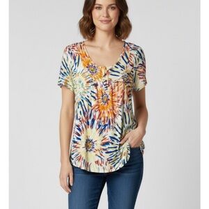 POPYOUNG Tie Dye Relax Fit Tunic Top, Women’s M, Multicolor